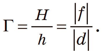 Формула для збільшення Г лінзи