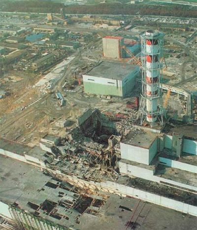 Четвертий реактор ЧАЕС одразу після катастрофи,  1986 р.